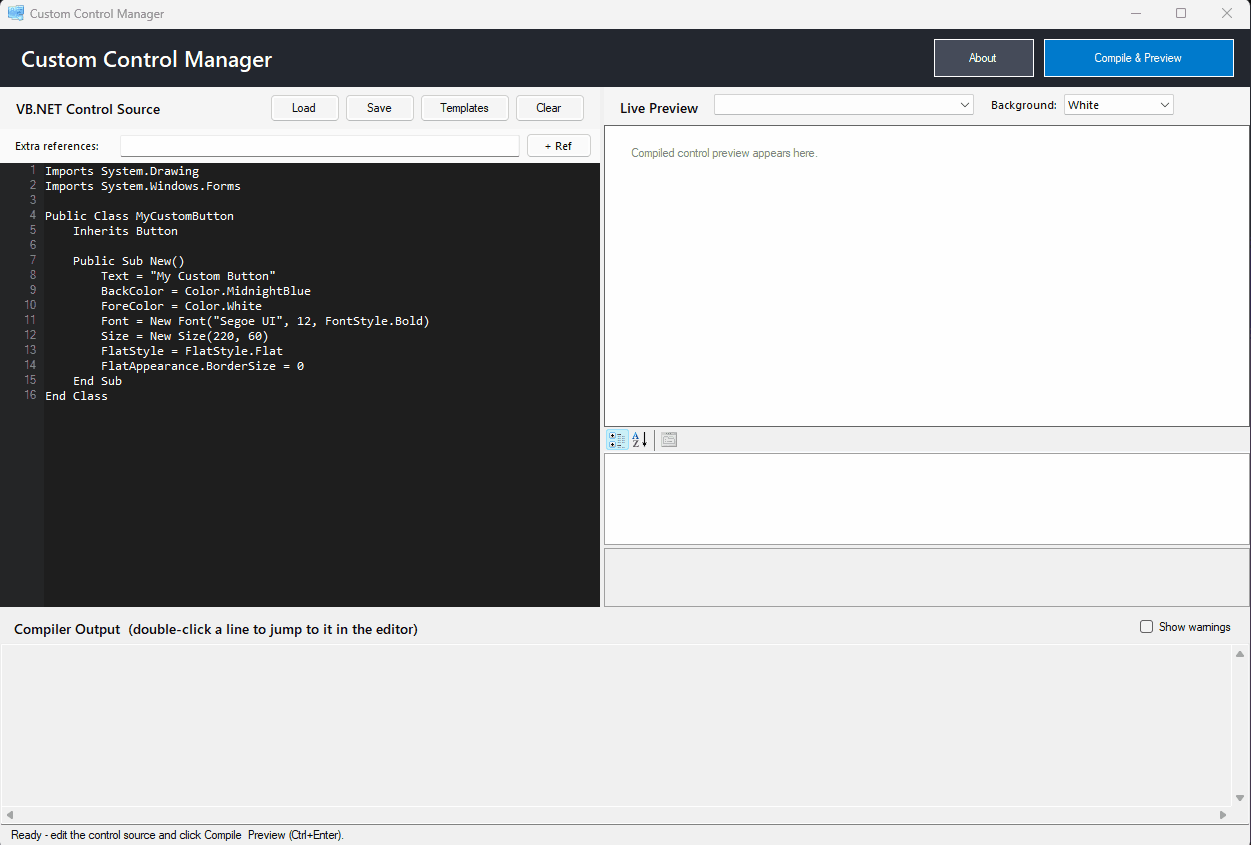 Custom Control Manager — Demo screenshot